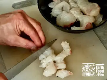 Cutting fish - fish chowder prep