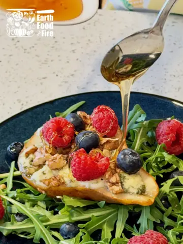 Drizzle the baked pear with honey
