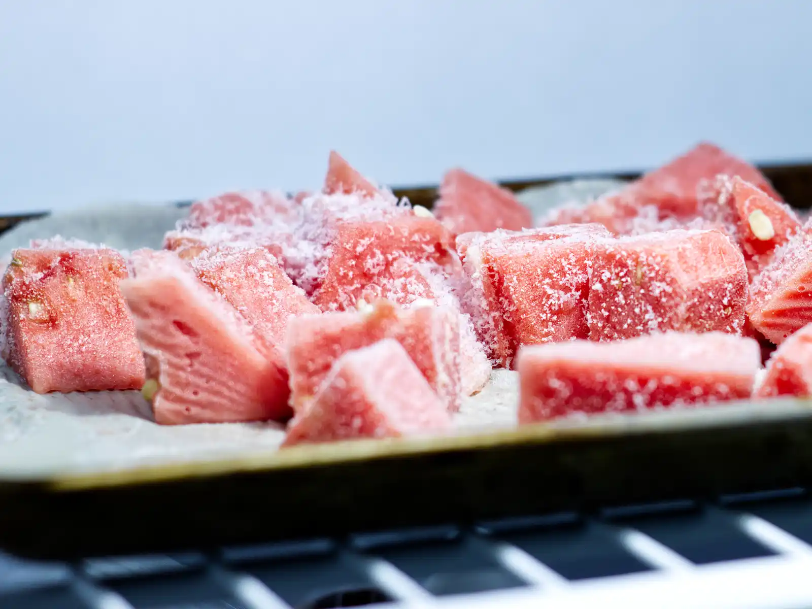 Frozen watermelon cubes